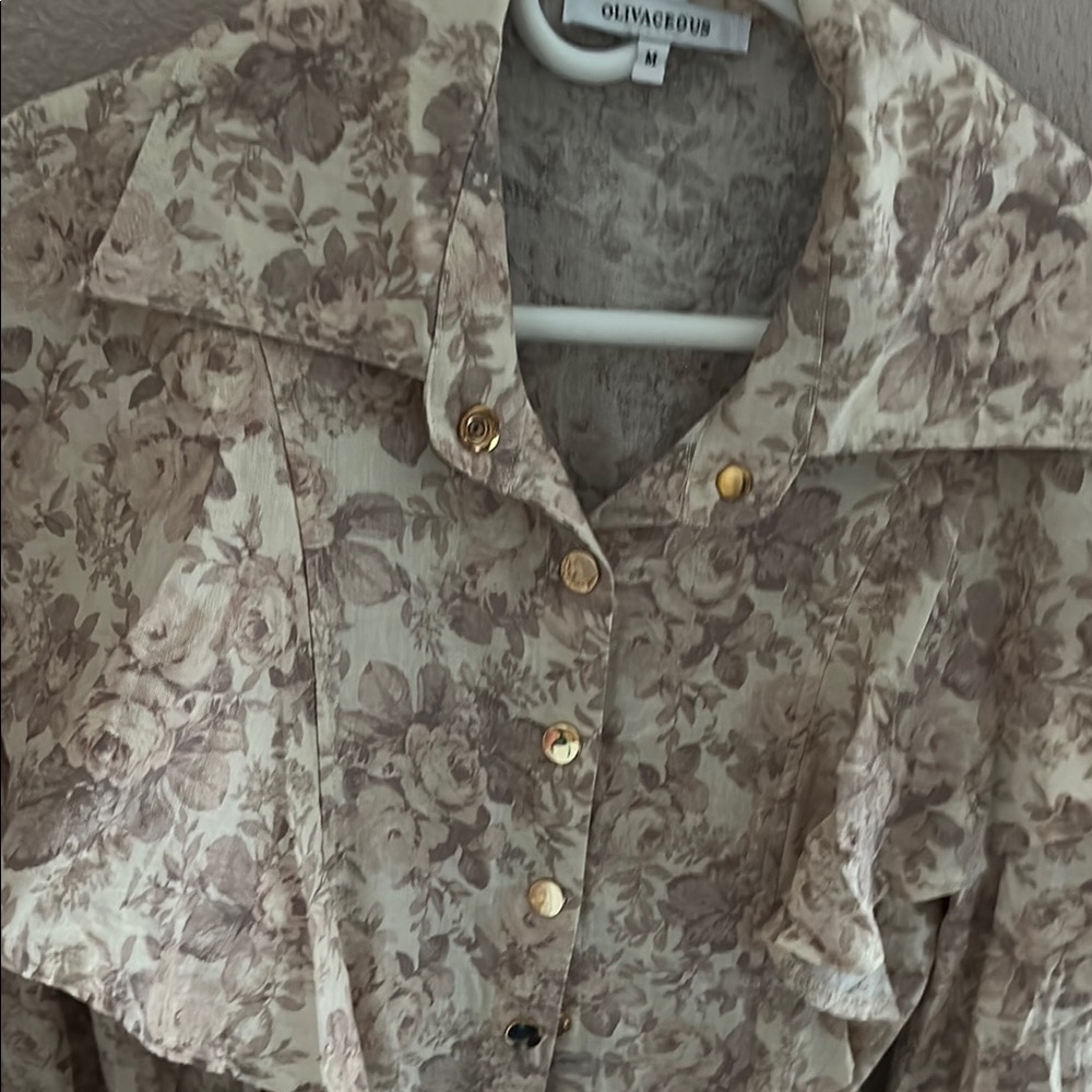 Floral Button-Up Dress with Ruffled Collar - Picture 5 of 8
